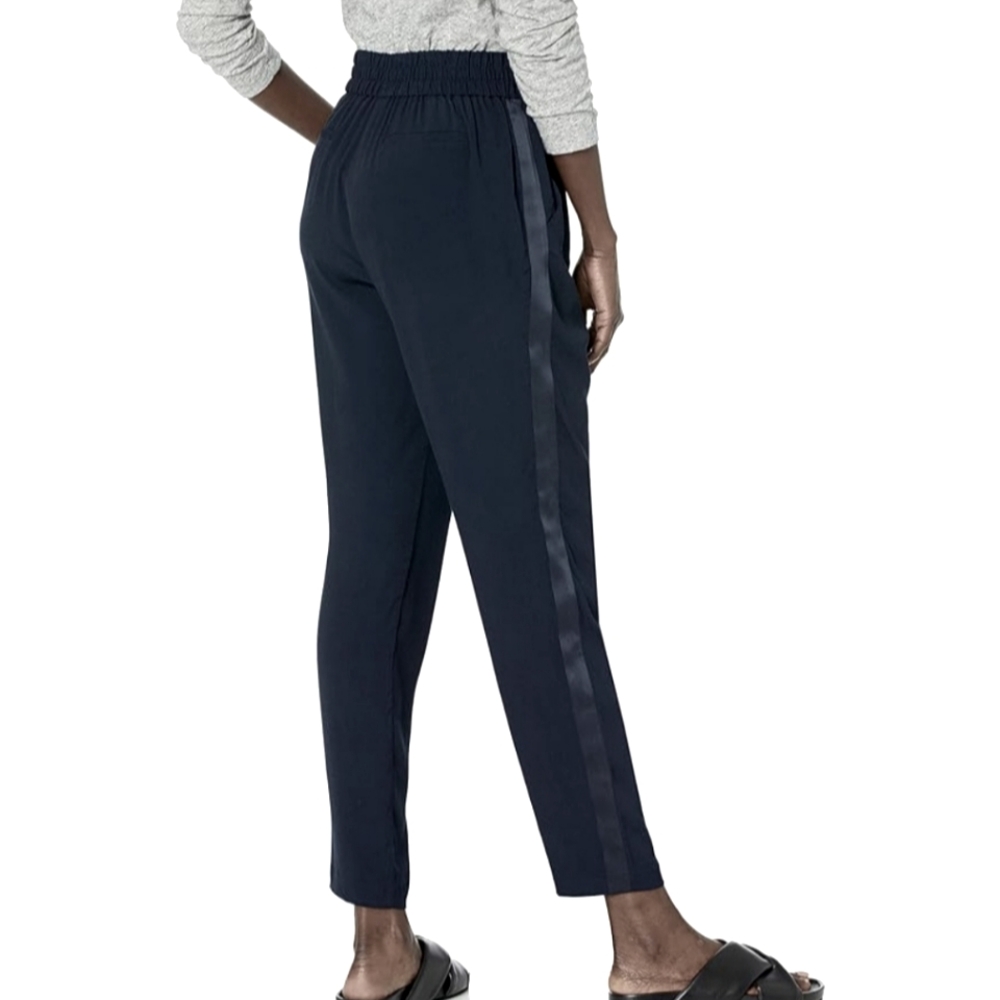 Nwt Rebecca Taylor Emma Navy Pull On Crepe Tuxedo Pants